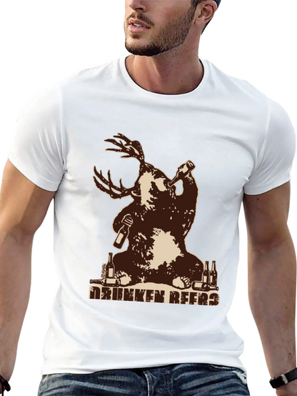Drunken Beer Moose Graphic T-Shirt