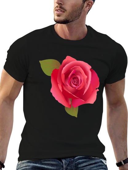 Rose Graphic Tee - Stylish Black Cotton Shirt