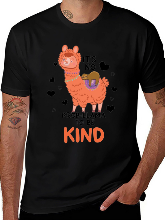 Cute Llama Graphic T-Shirt - Its No Prob-Llama To Be Kind