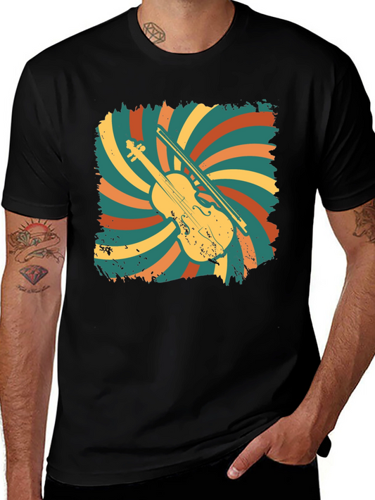 Vintage Violin Graphic Tee - Musicians Retro Style