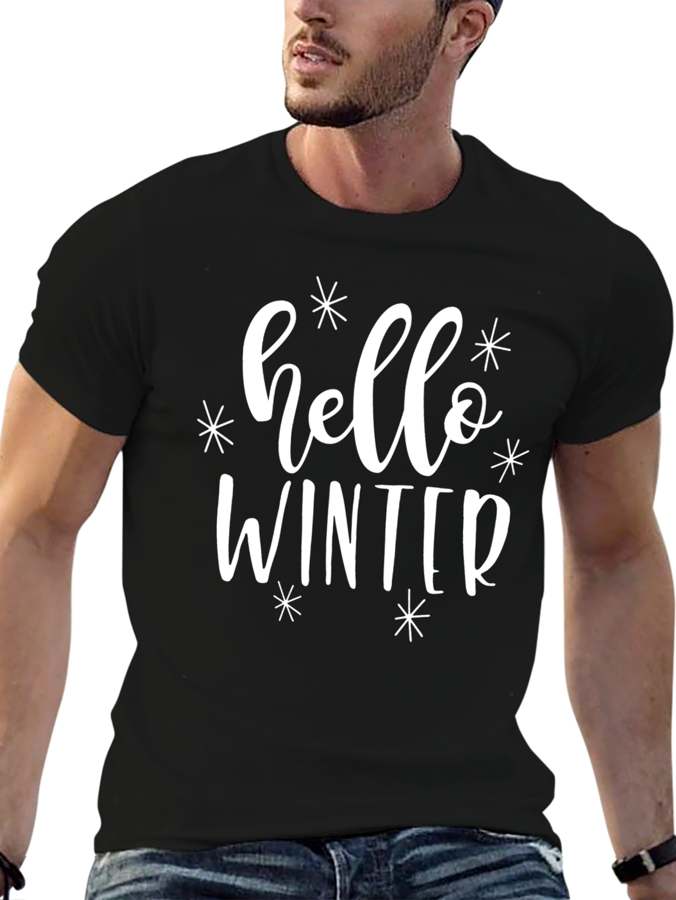 Hello Winter Black Graphic Tee