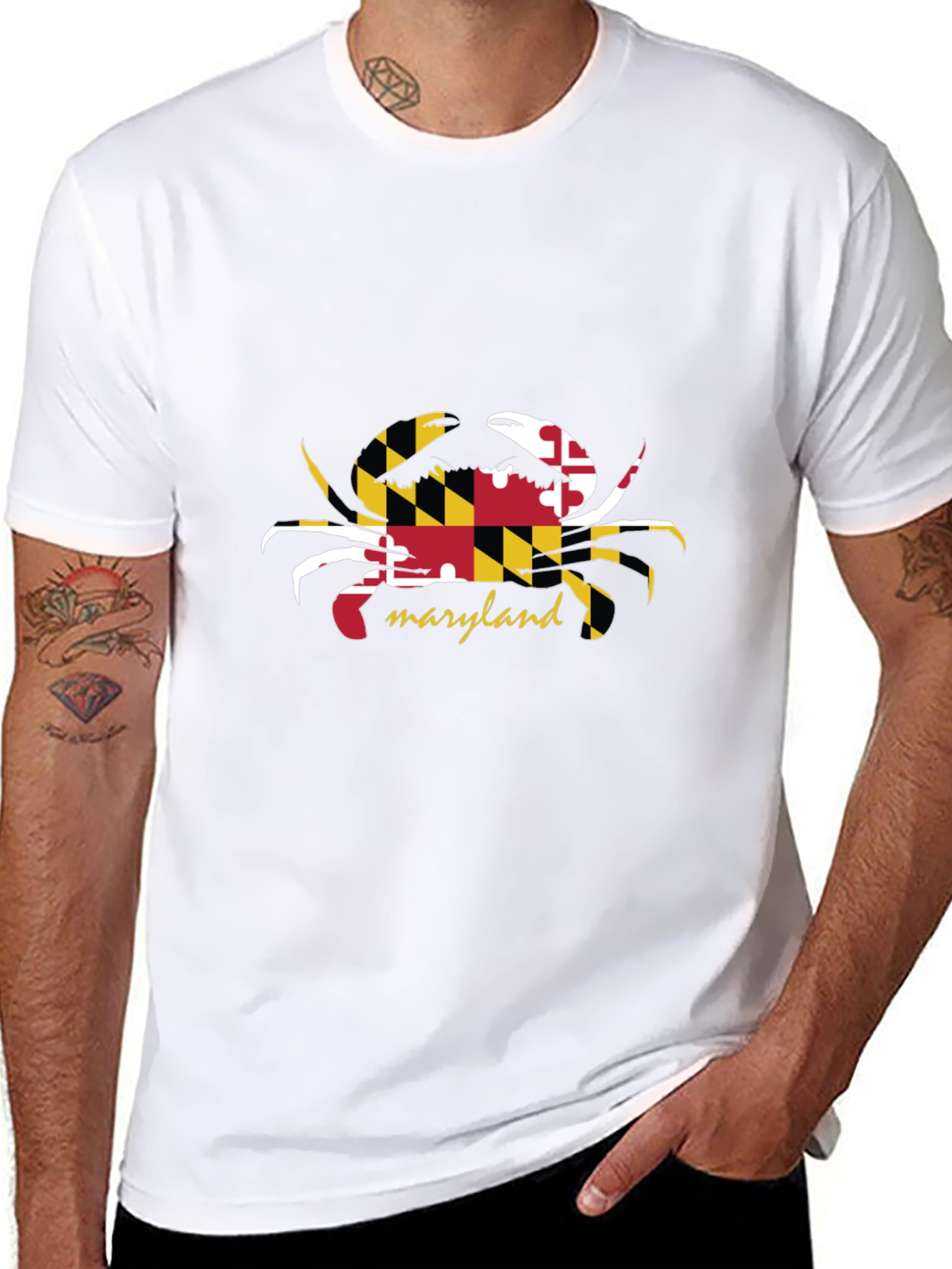 Maryland Flag Crab Black T-Shirt