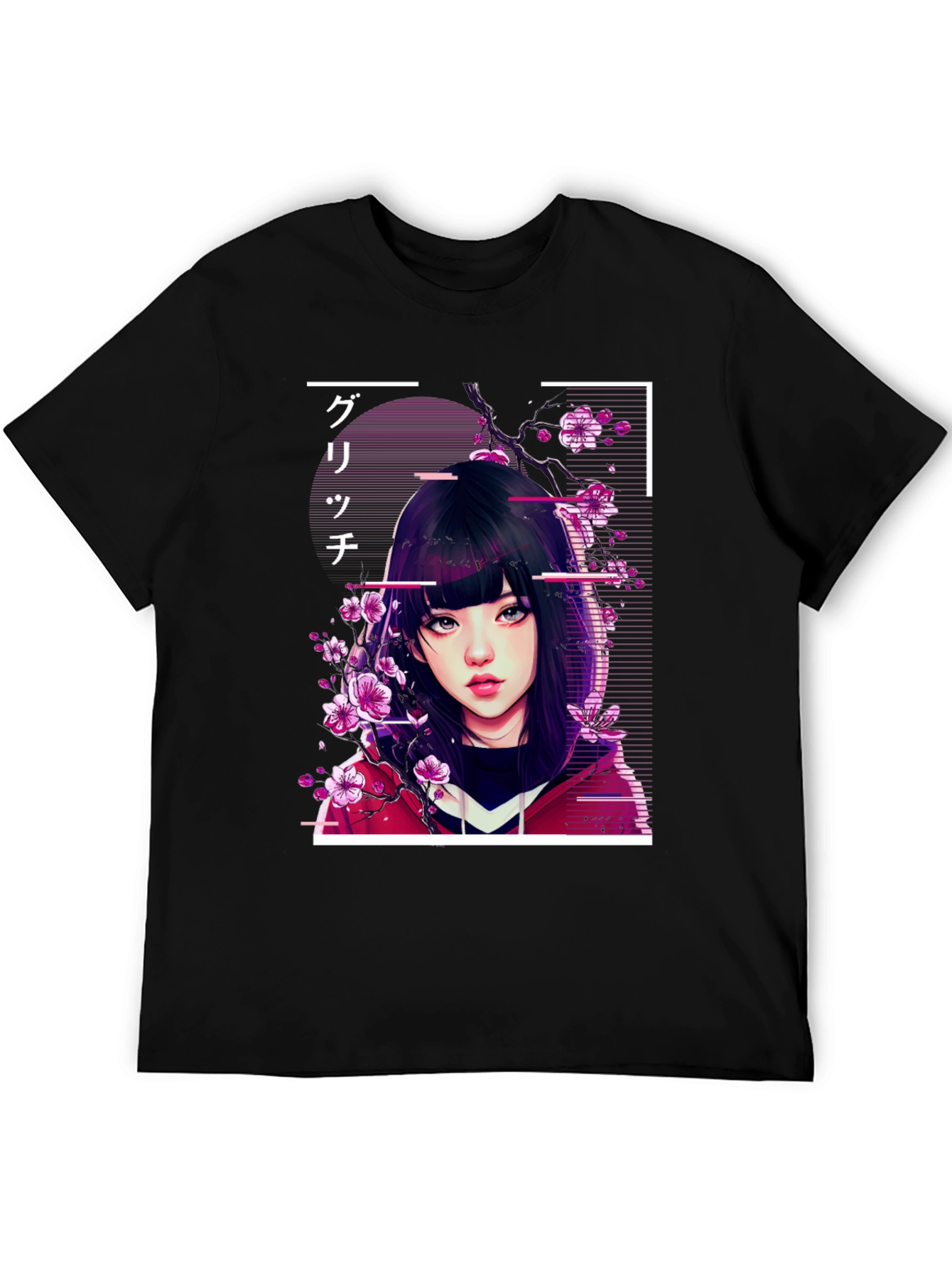 Anime Girl Glitch Style Graphic Tee
