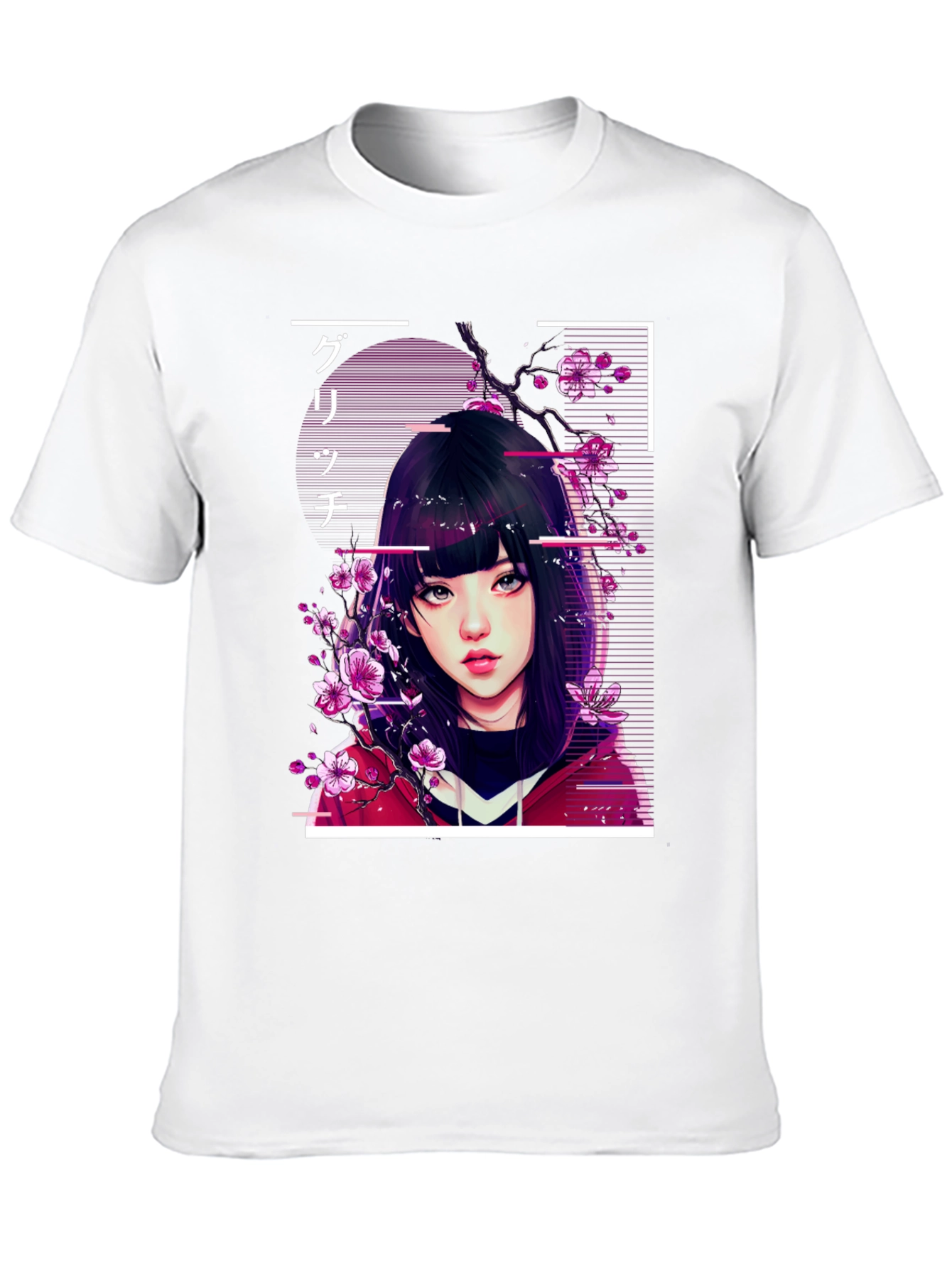 Anime Girl Glitch Style Graphic Tee