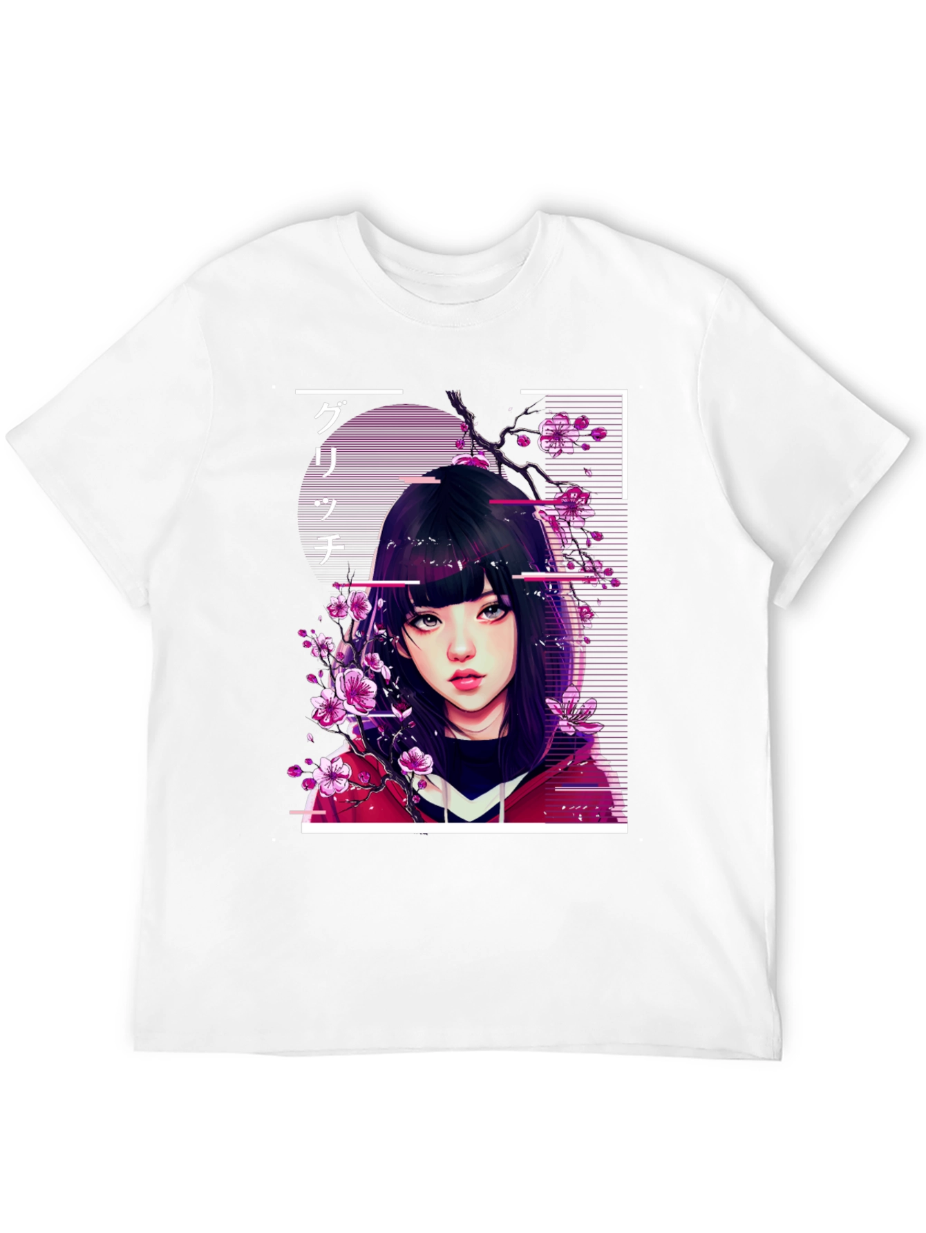 Anime Girl Glitch Style Graphic Tee