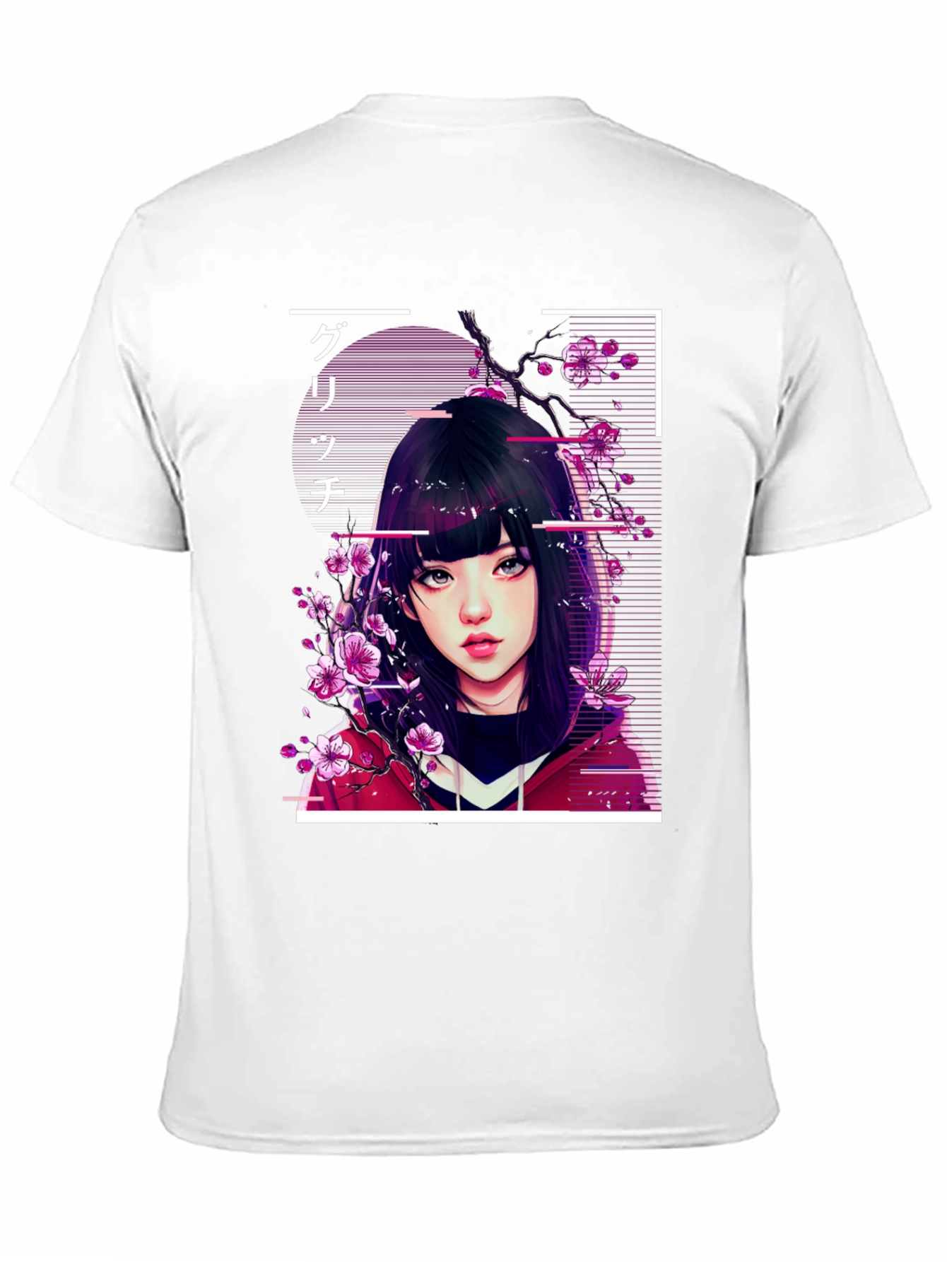 Anime Girl Glitch Style Graphic Tee