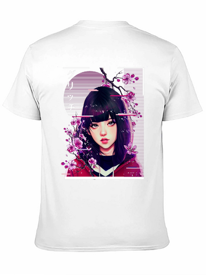 Anime Girl Glitch Style Graphic Tee