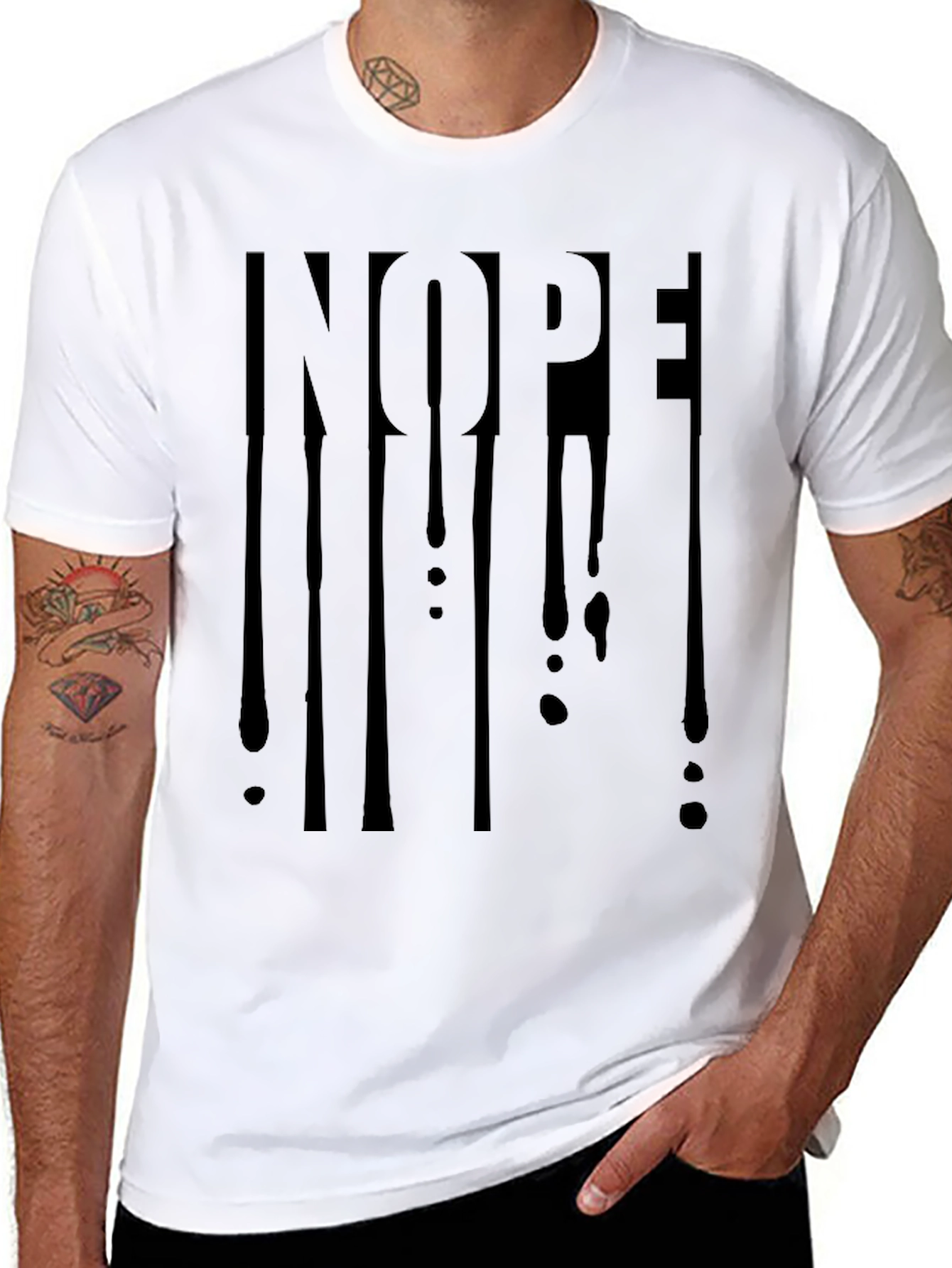 Mens Black Nope! Graphic Print T-Shirt