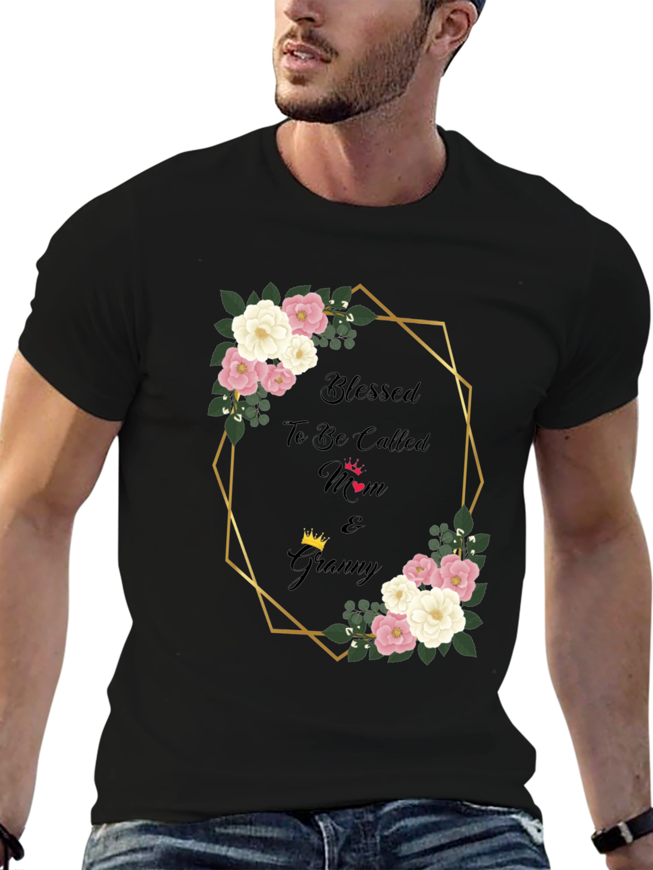 Blessed Mom & Granny Floral Graphic T-Shirt
