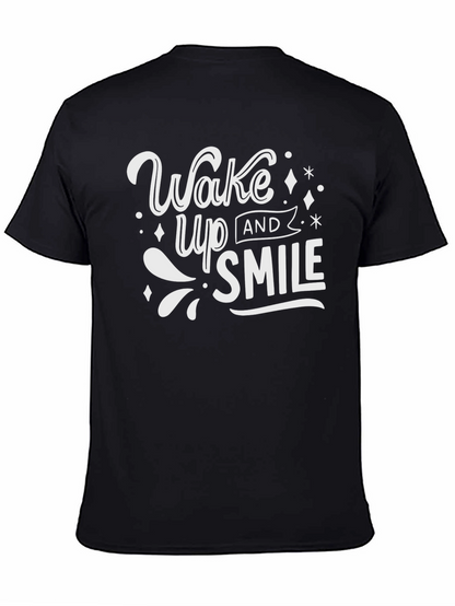 Wake Up and Smile Graphic T-Shirt - Black