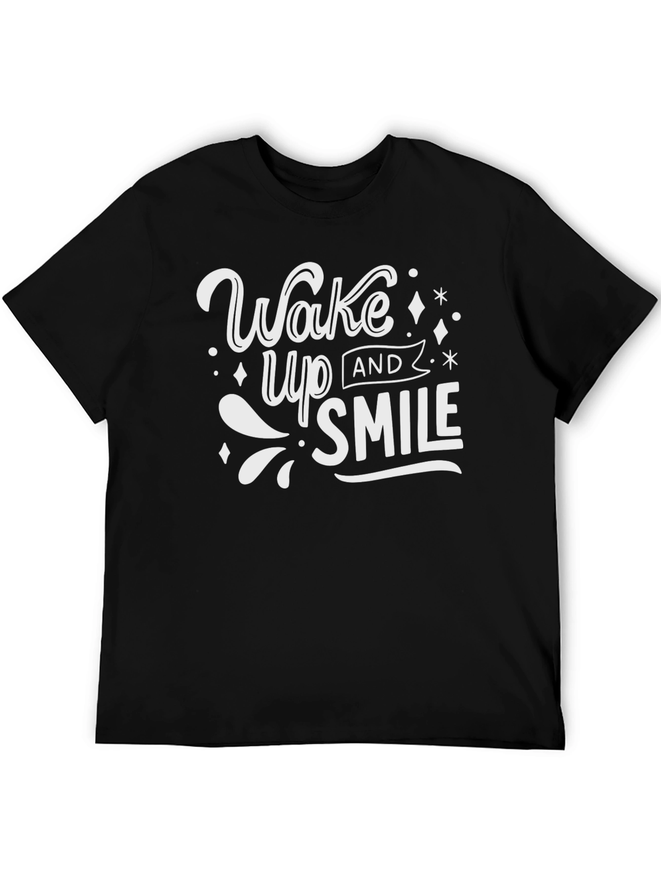 Wake Up and Smile Graphic T-Shirt - Black