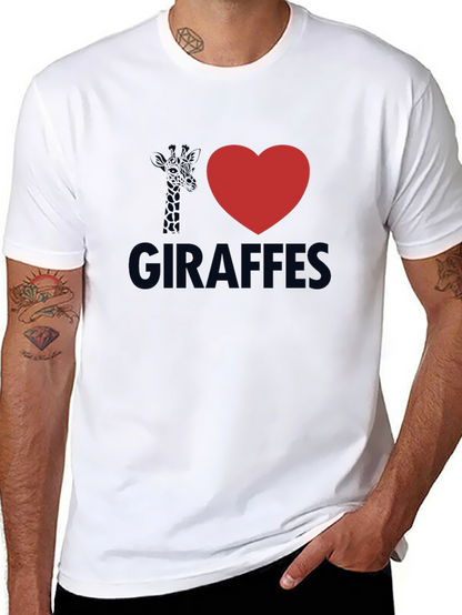 I Heart Giraffes Black Graphic Tee Shirt