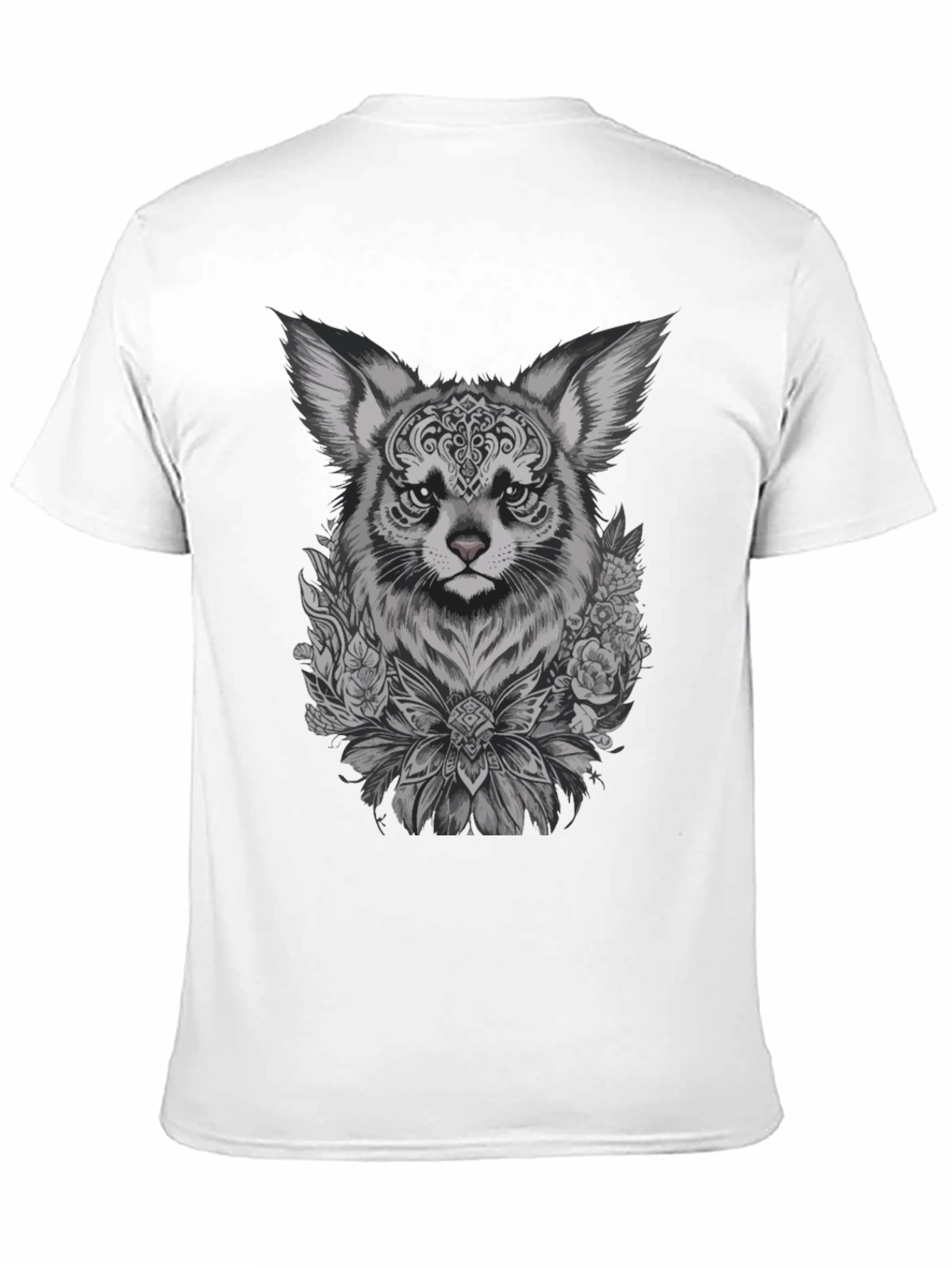 Floral Fox Graphic Tee - Black Unisex T-Shirt