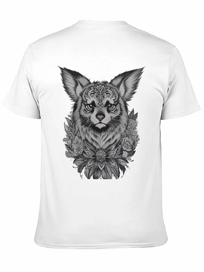 Floral Fox Graphic Tee - Black Unisex T-Shirt