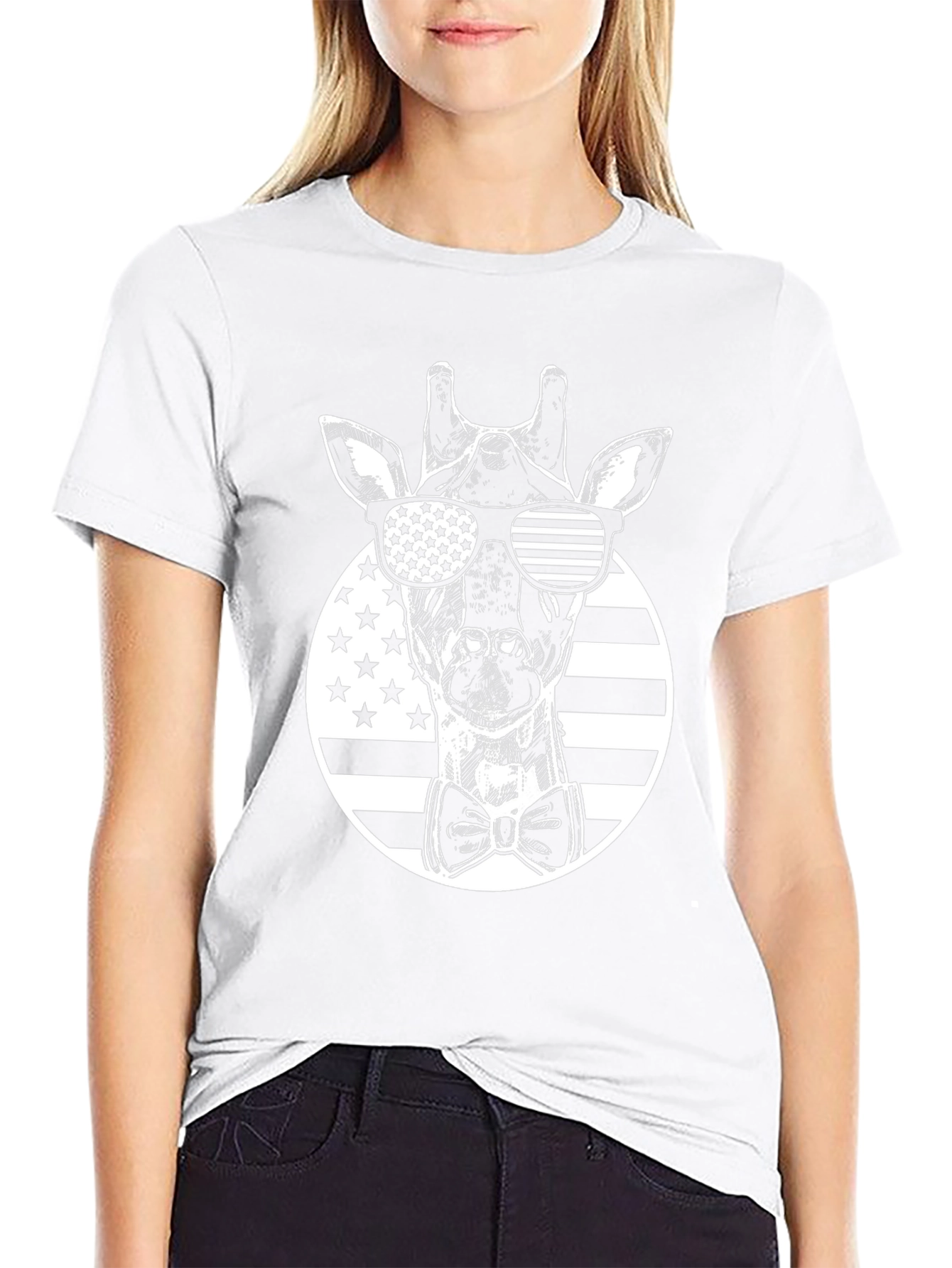 Patriotic Giraffe Graphic Tee - USA Style