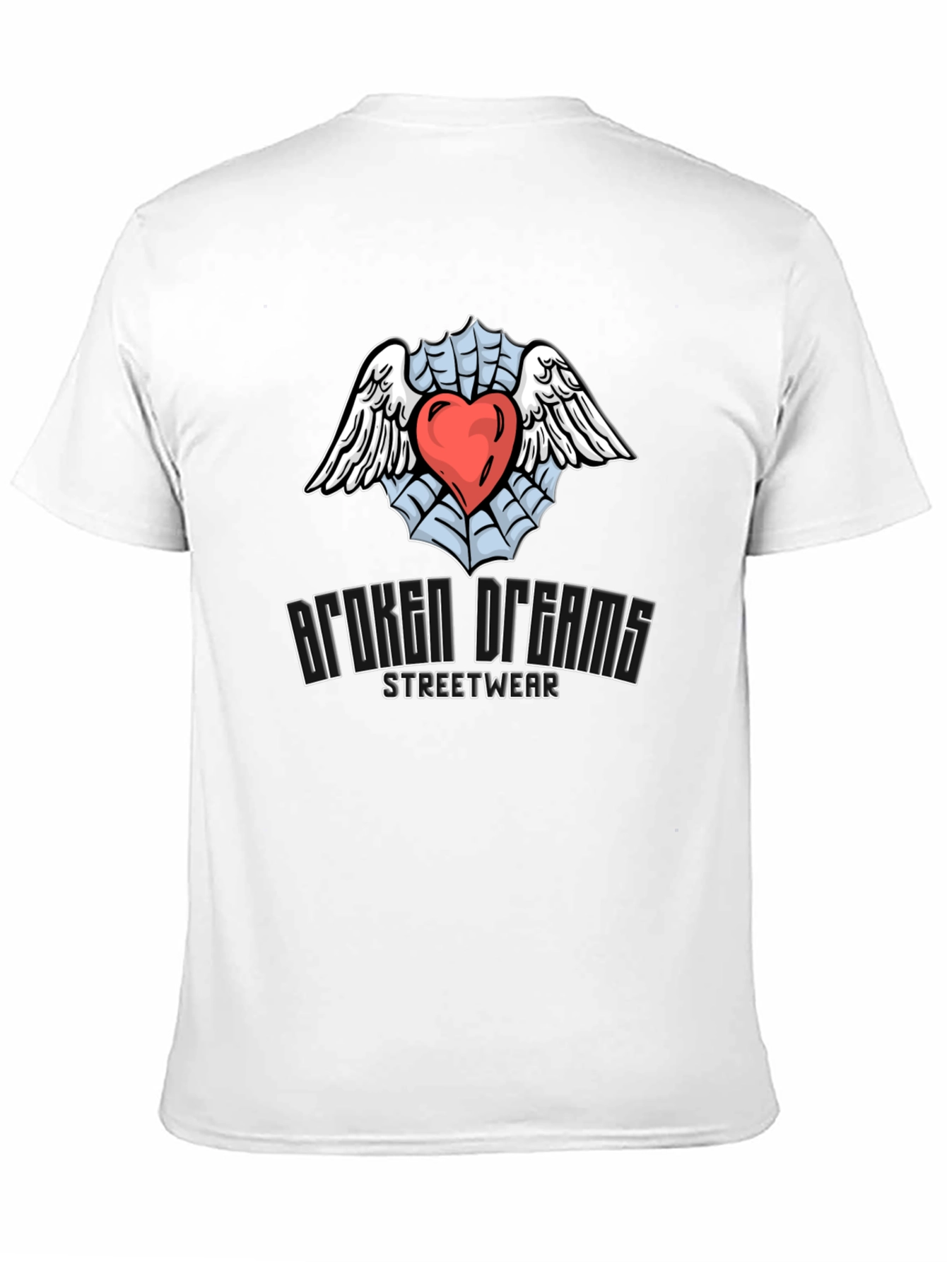 Broken Dreams Streetwear T-Shirt with Heart & Wings Graphic