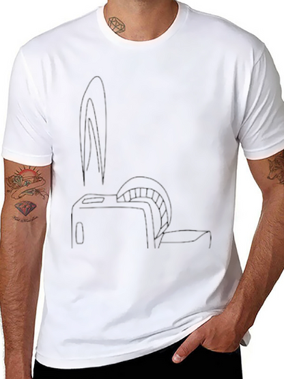 Mens Black Graphic Tee - Toaster Bunny Print