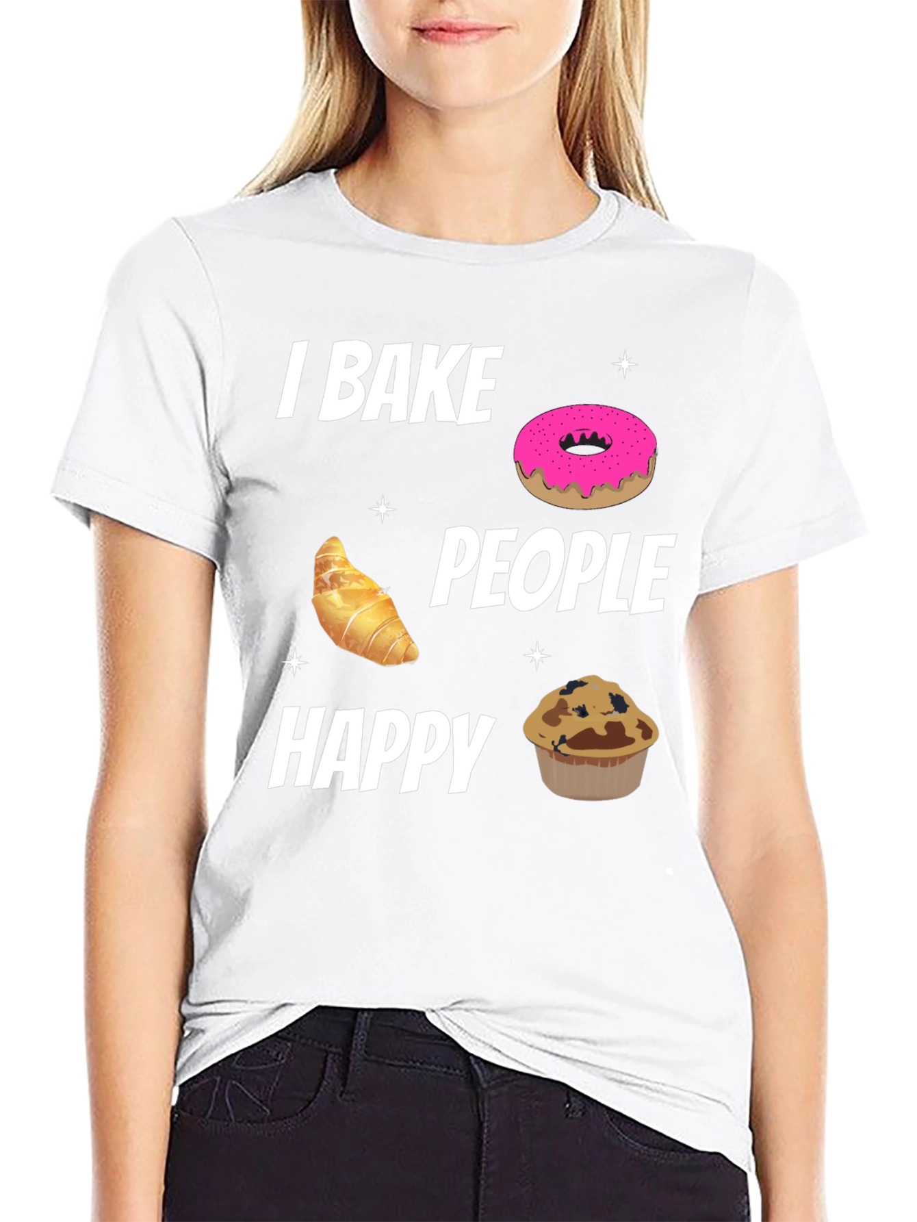 I Bake People Happy Black T-Shirt