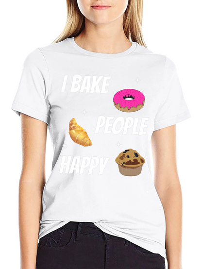 I Bake People Happy Black T-Shirt
