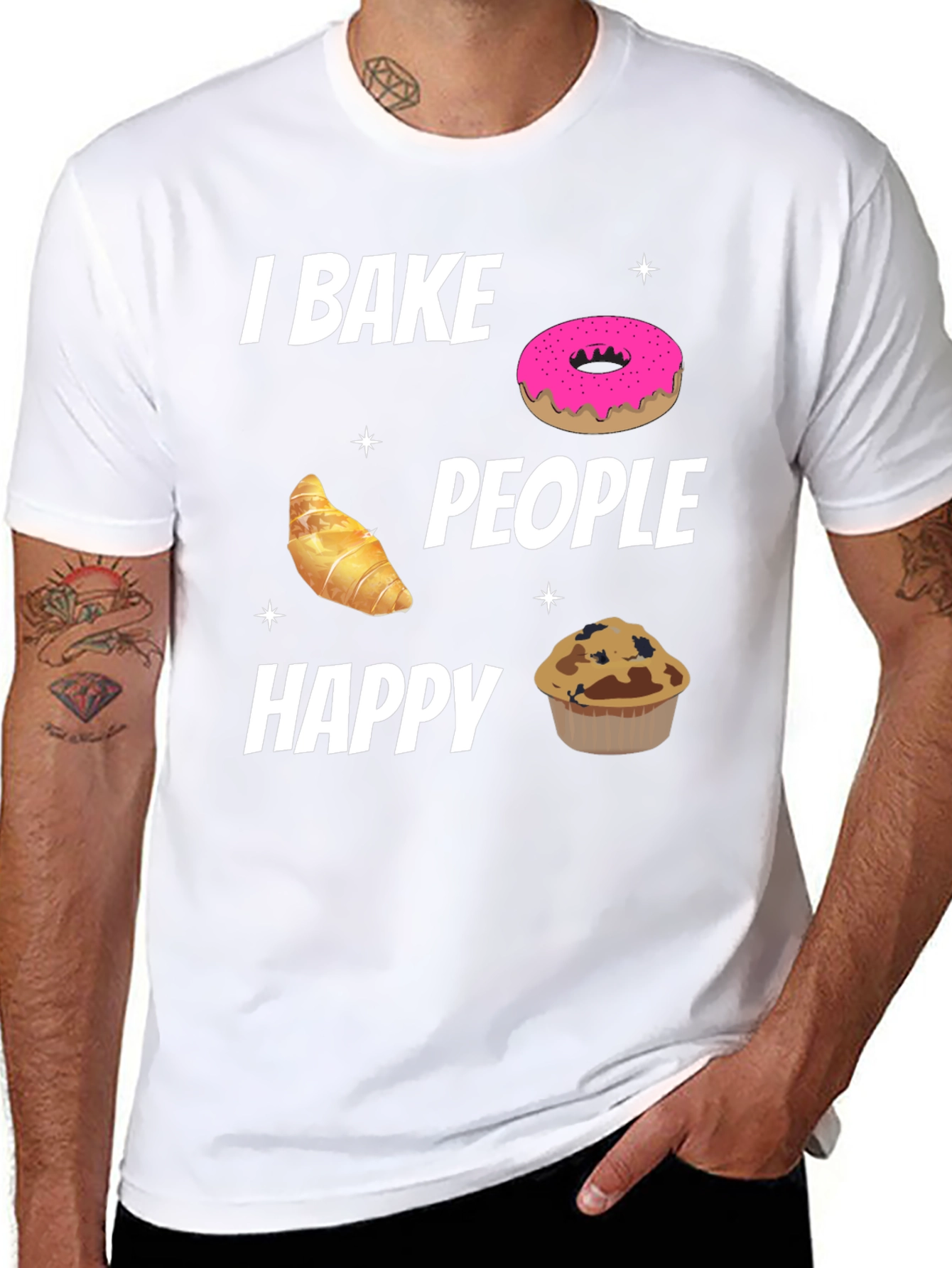I Bake People Happy Black T-Shirt