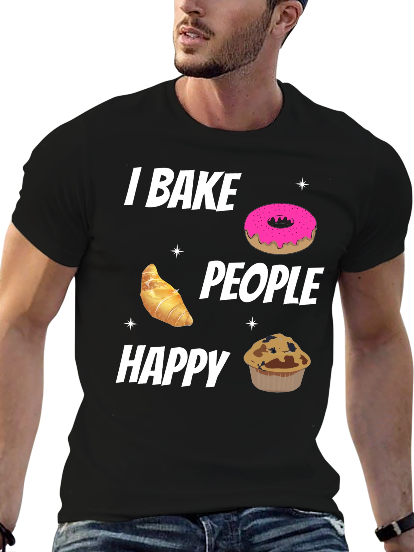 I Bake People Happy Black T-Shirt
