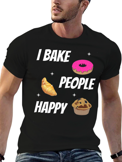 I Bake People Happy Black T-Shirt