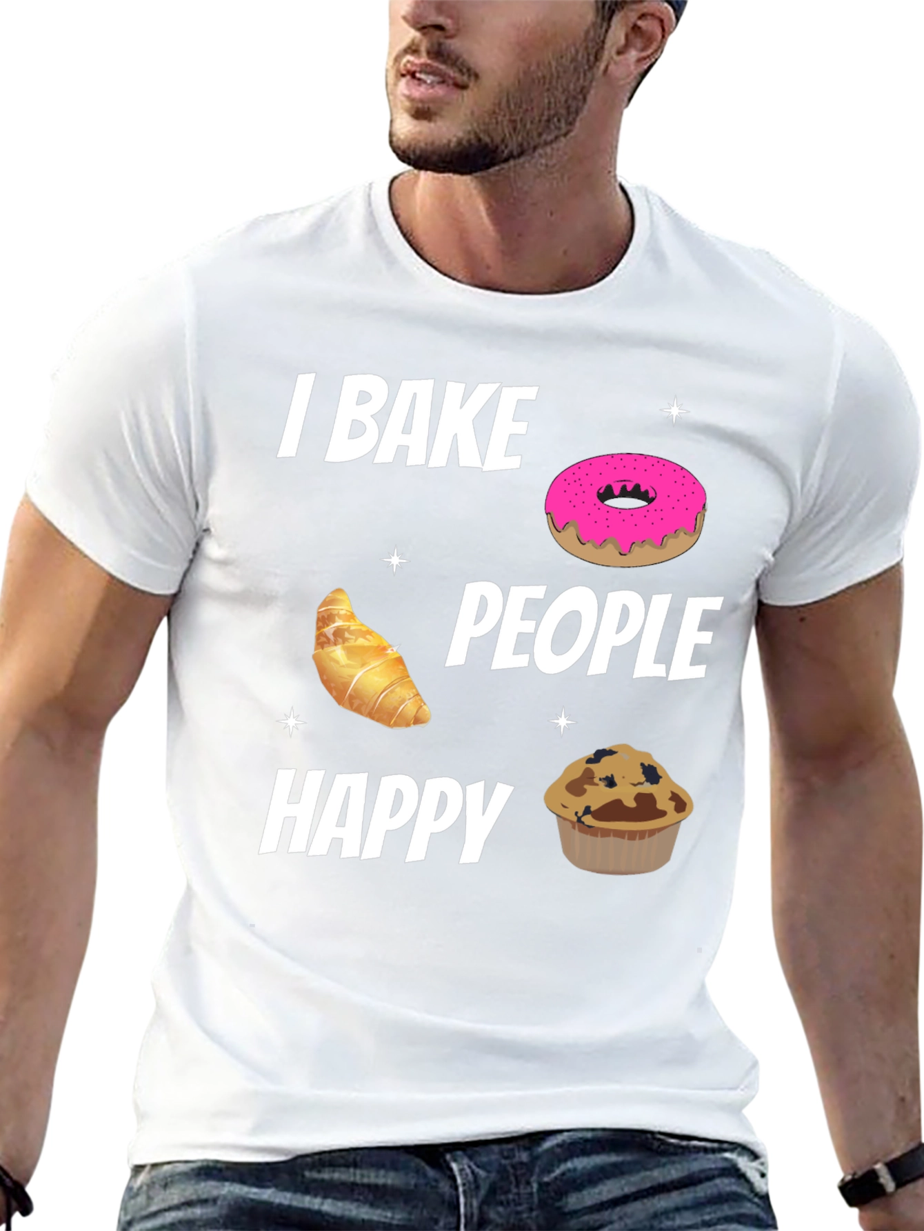 I Bake People Happy Black T-Shirt