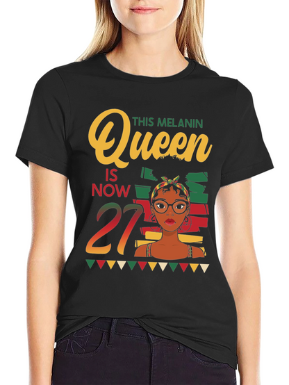 Melanin Queen 27th Birthday T-Shirt