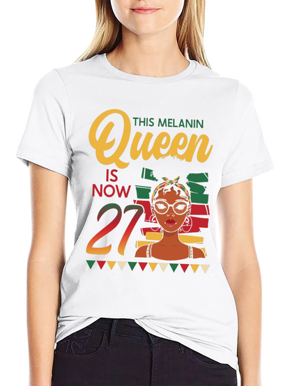 Melanin Queen 27th Birthday T-Shirt