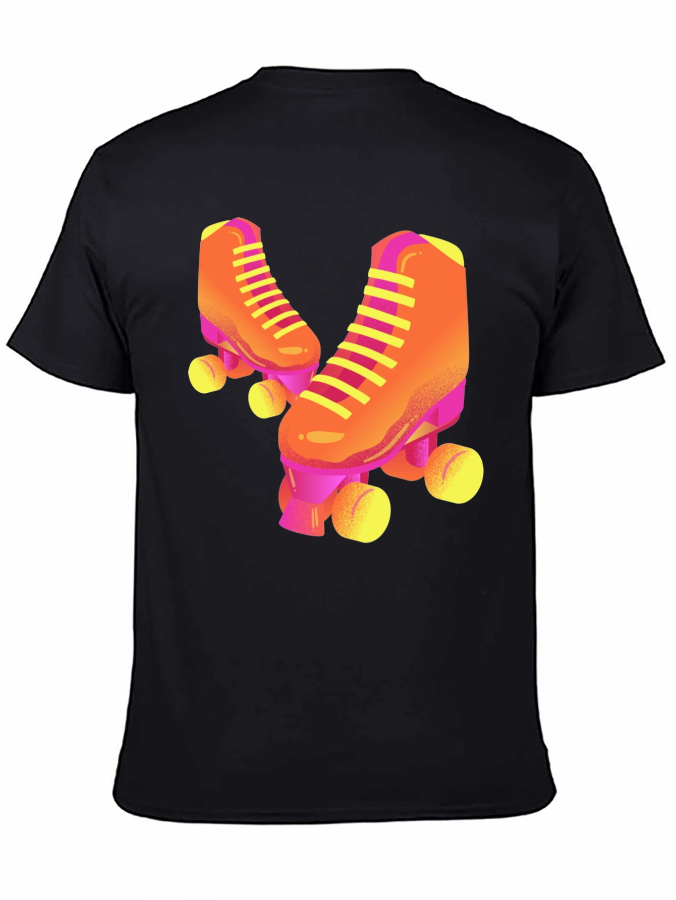 Retro Roller Skate Graphic Tee - Black
