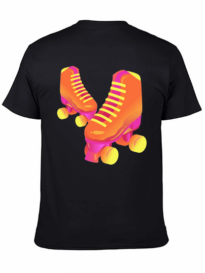 Retro Roller Skate Graphic Tee - Black
