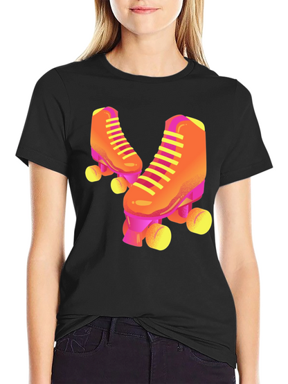 Retro Roller Skate Graphic Tee - Black