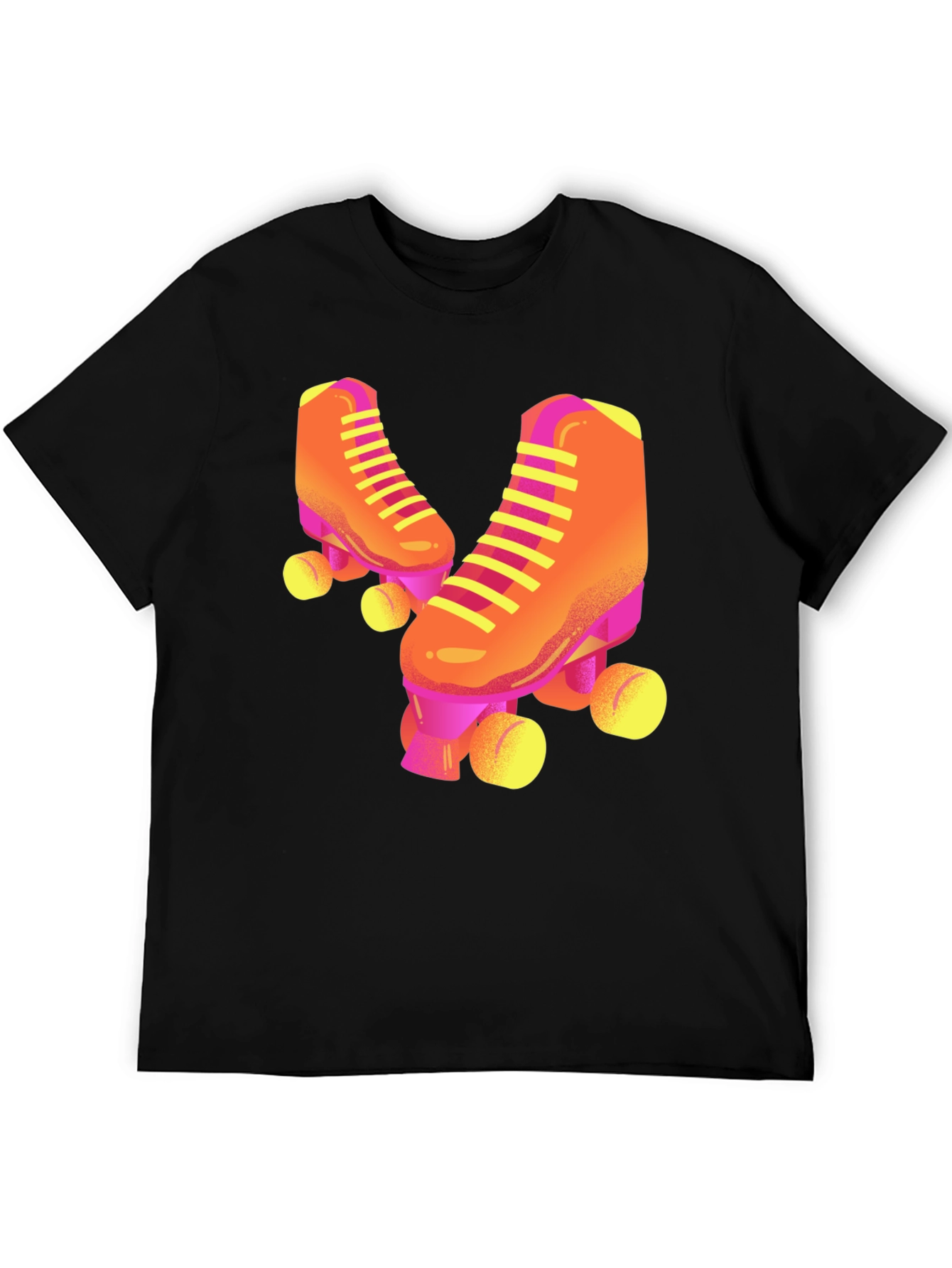 Retro Roller Skate Graphic Tee - Black