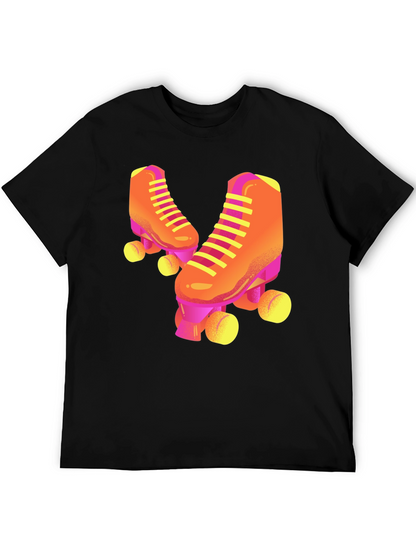 Retro Roller Skate Graphic Tee - Black