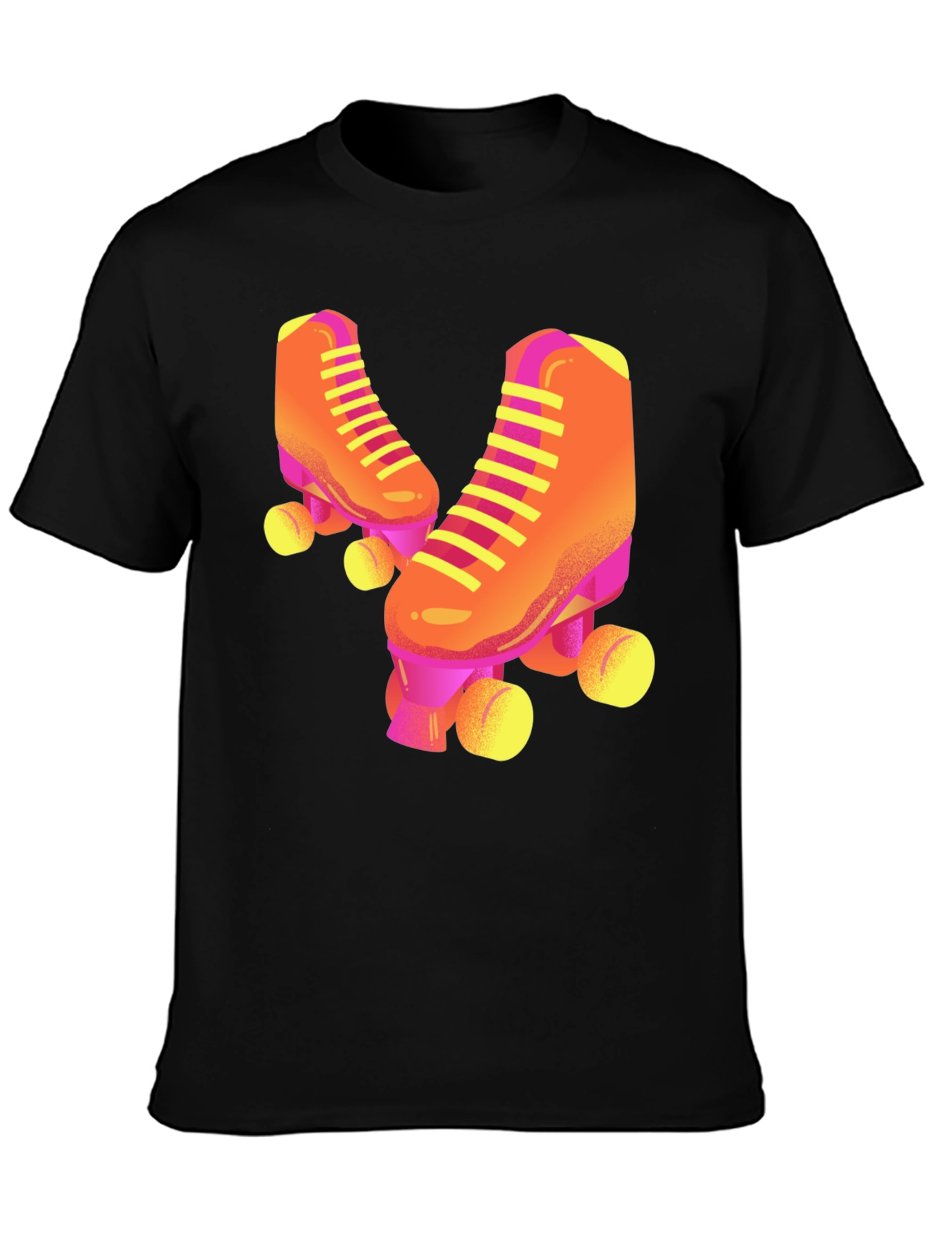 Retro Roller Skate Graphic Tee - Black