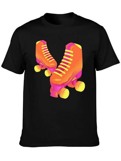 Retro Roller Skate Graphic Tee - Black