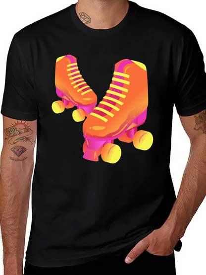Retro Roller Skate Graphic Tee - Black