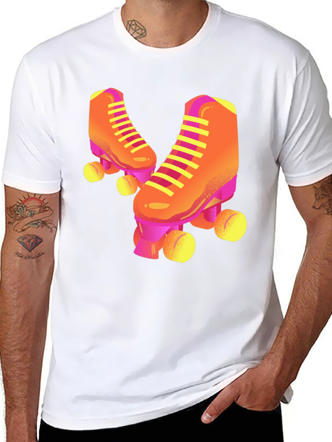 Retro Roller Skate Graphic Tee - Black