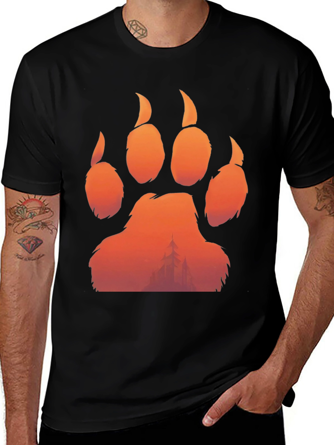 Bear Paw Print Graphic Tee - Nature Inspired Design
