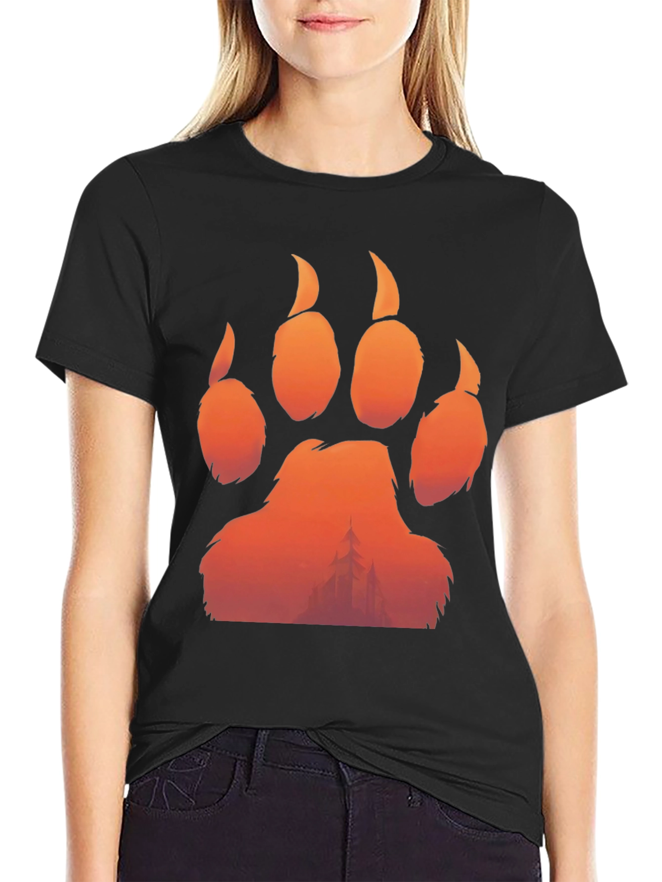 Bear Paw Print Graphic Tee - Nature Inspired Design