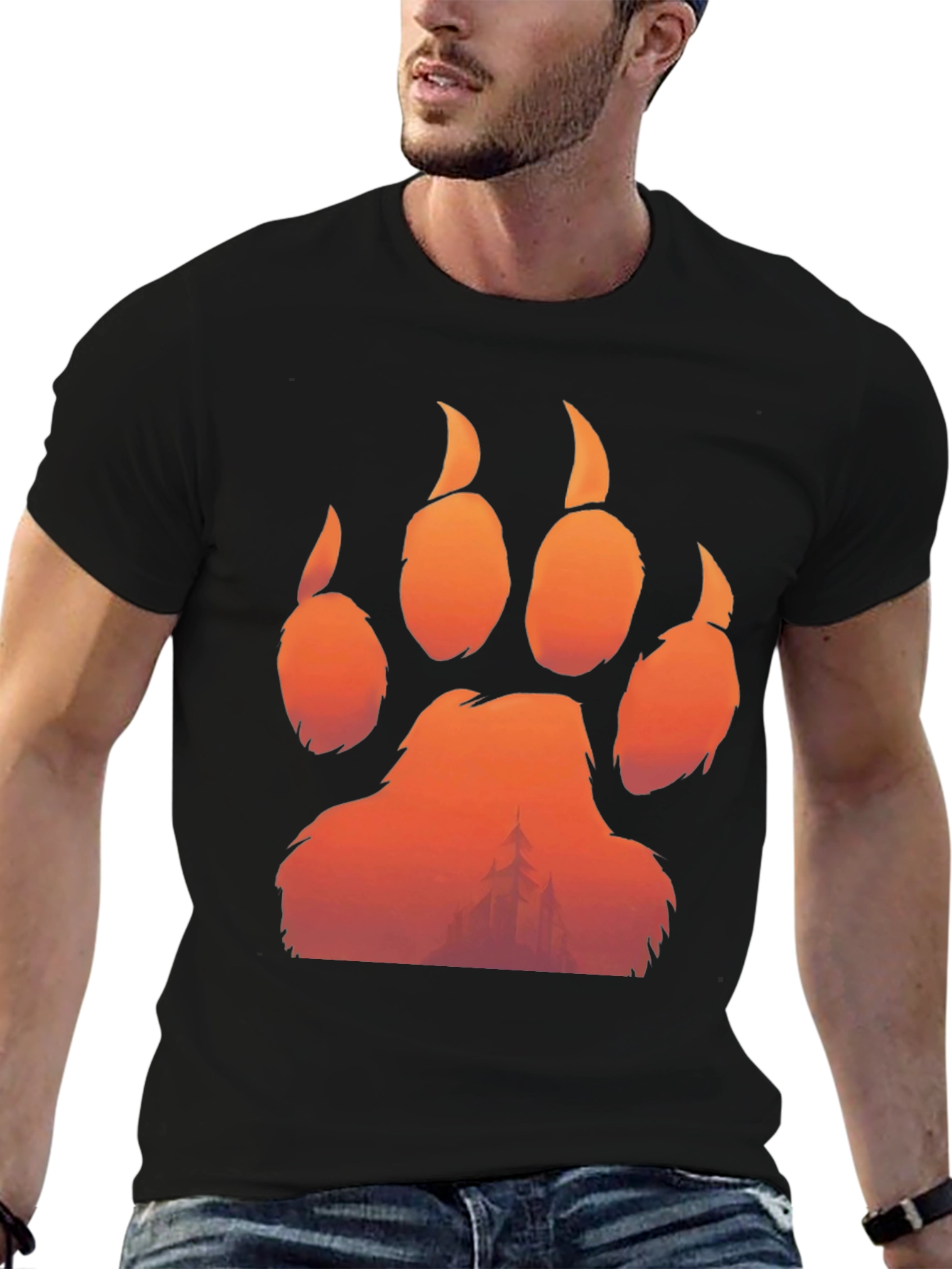 Bear Paw Print Graphic Tee - Nature Inspired Design