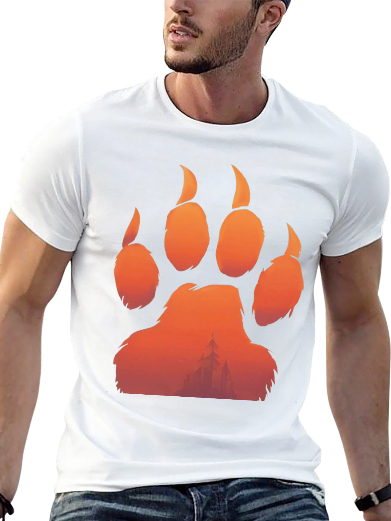 Bear Paw Print Graphic Tee - Nature Inspired Design
