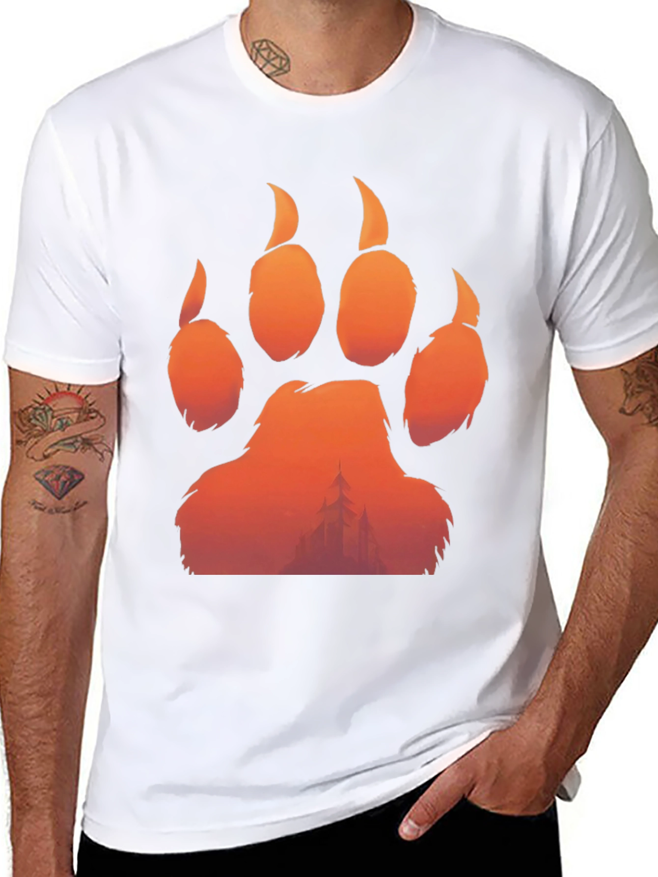 Bear Paw Print Graphic Tee - Nature Inspired Design