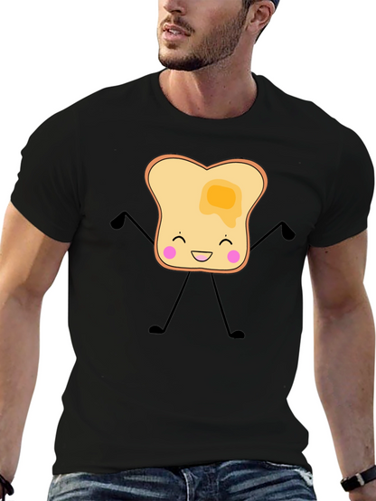 Funny Toast with Butter Graphic Black T-Shirt