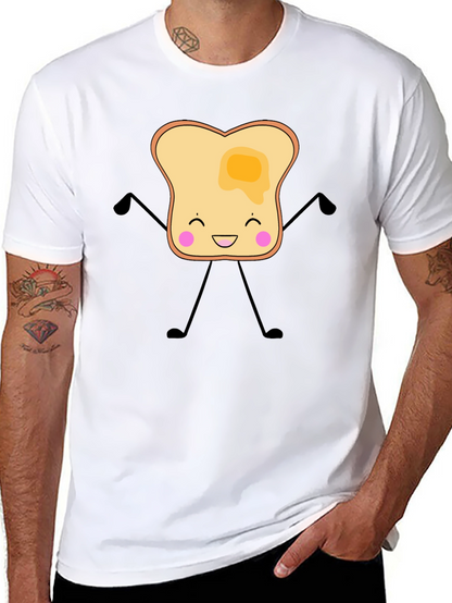 Funny Toast with Butter Graphic Black T-Shirt