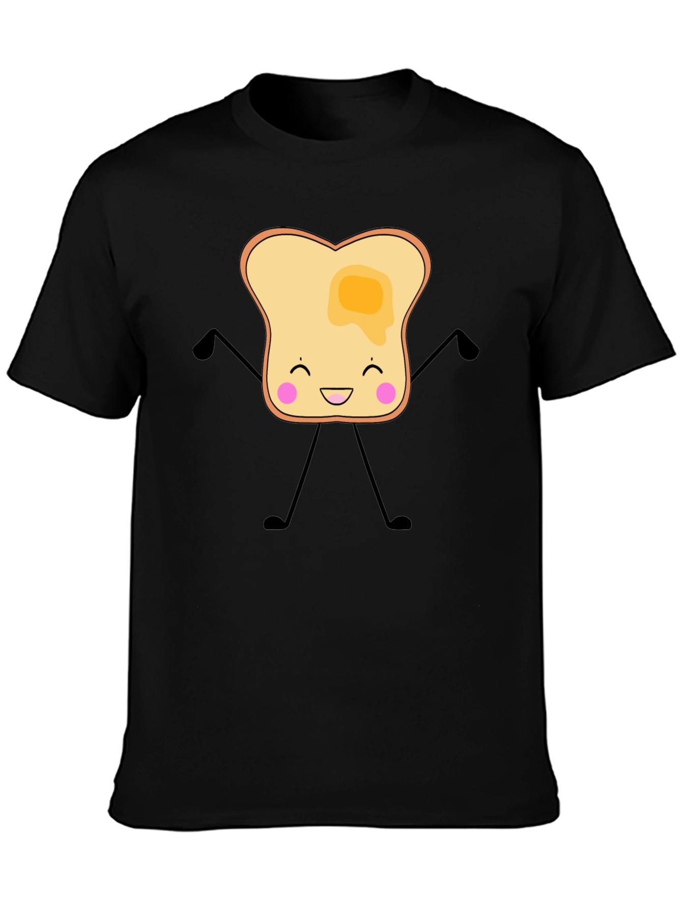 Funny Toast with Butter Graphic Black T-Shirt