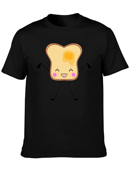 Funny Toast with Butter Graphic Black T-Shirt