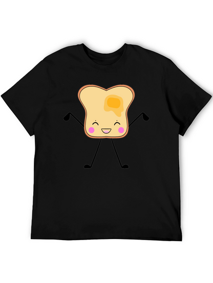 Funny Toast with Butter Graphic Black T-Shirt
