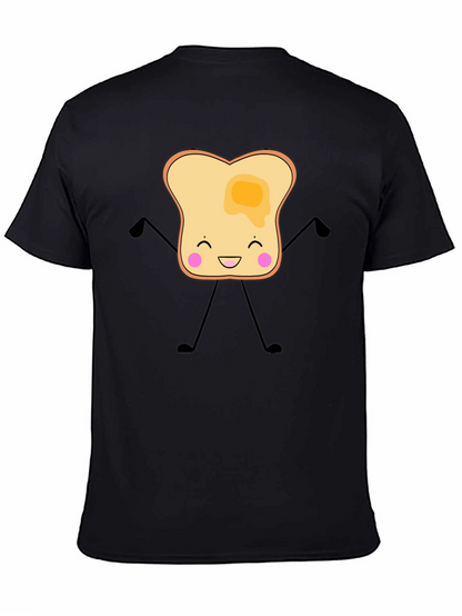 Funny Toast with Butter Graphic Black T-Shirt