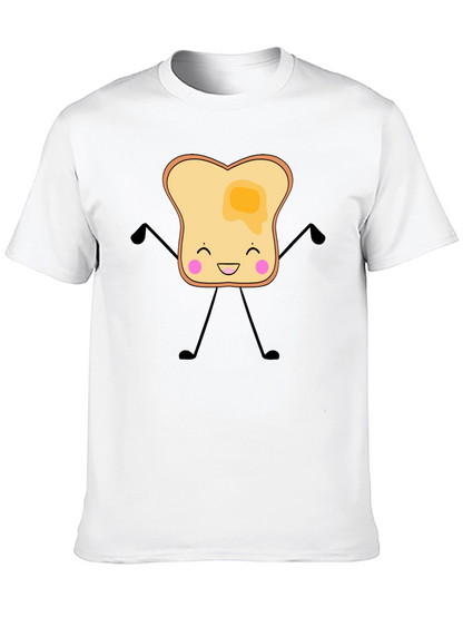 Funny Toast with Butter Graphic Black T-Shirt